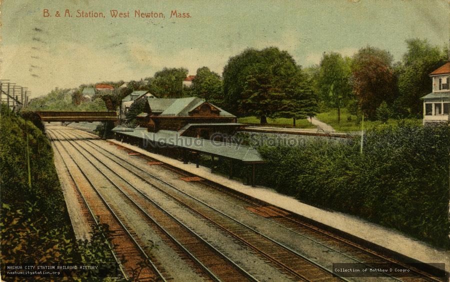 Postcard: Boston & Albany Station, West Newton, Massachusetts